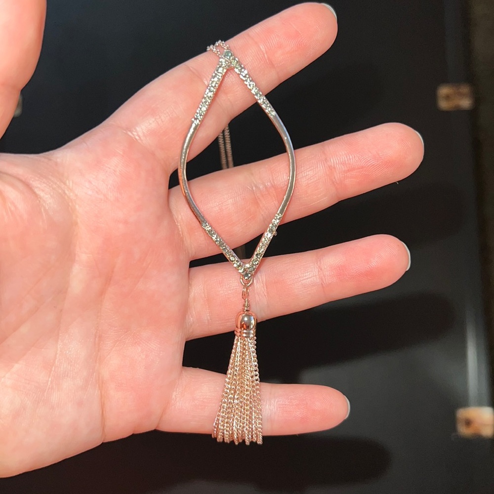 Long 21” Gold Necklace with Fake Jewels